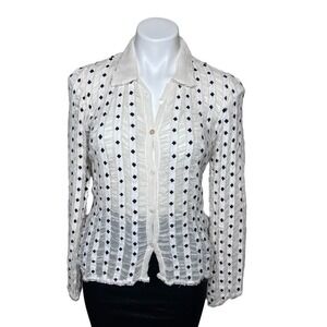 Jupe by Jackie Trxtured Silk Button Down Shirt Embroidered 2 Women’s